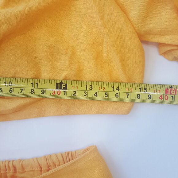 FARM RIO !  LINEN Cut Out Puff-Sleeve Maxi DRESS SZ M - Picture 13 of 15